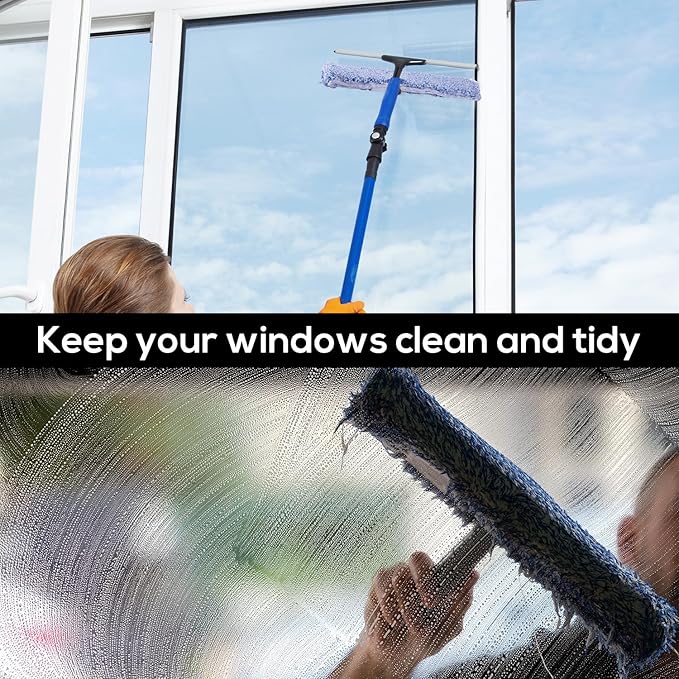 6pcs Microfiber Window Cleaning Refill, 35cm/14in Reusable & Washable Squeegee Cloth Sleeve Compatible with MR.SIGA Window Glass Cleaning Tools Home and Office