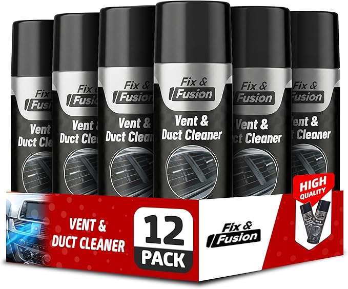 FIX & FUSION A/C Vent and Duct Cleaner (13.5 oz)| Foaming Spray for Car Air Conditioner | Freshens & Cleans Dust Build-Up | Fast, No-Rinse Formula | Automotive HVAC Refresher & Detailer (12 Pack)