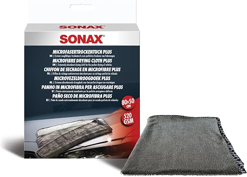 SONAX Microfiber Drying Towel Plus | Ultra-Absorbent Twisted Loop Microfiber Car Drying Towel | Streak-Free & Scratch-Sa