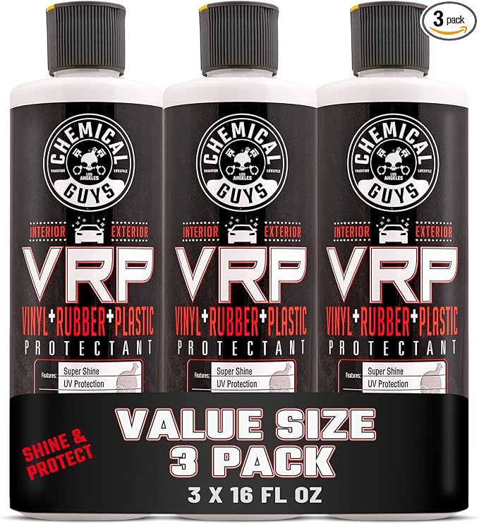 Chemical Guys VRP Vinyl, Rubber, and Plastic Dressing - Tire Dressing, Non-Greasy, Dry-to-the-Touch Shine for Tires, Trim, and More, Safe for Cars, Trucks, SUVs, RVs & More - 16 oz (Pack of 3)