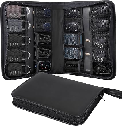 Portable Zippered Key Case,Car Key Holder Leather Key Organizer Case