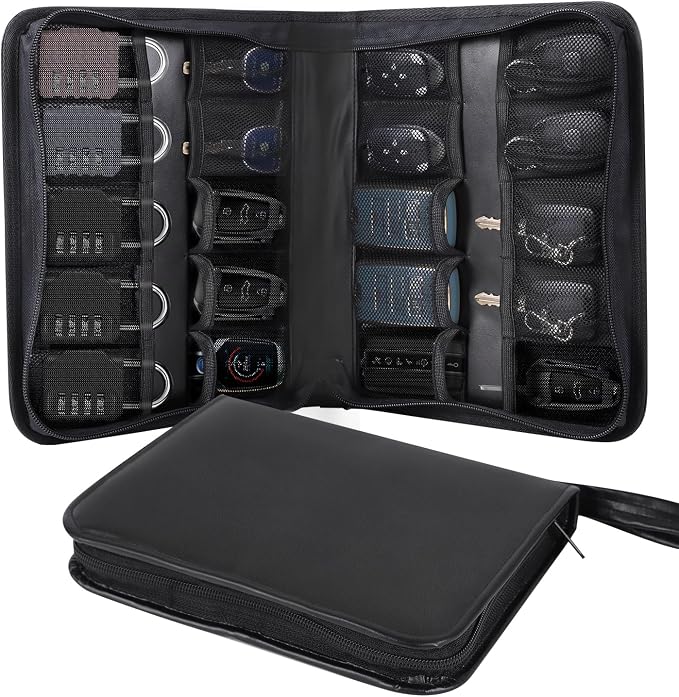 Portable Zippered Key Case,Car Key Holder Leather Key Organizer Case