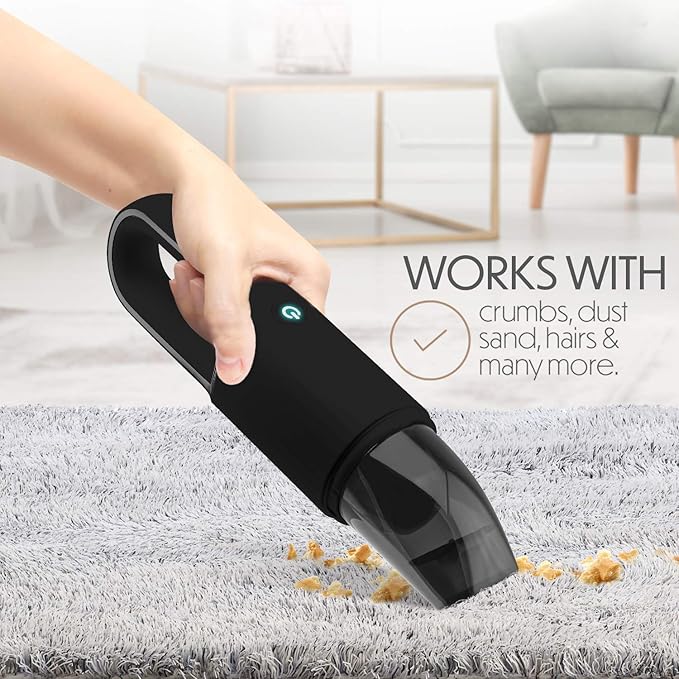 STARUMENT Portable Hand Vacuum Cleaner Handheld Cordless Cleaner for Dust Pet Hair Dirt Home Car Interior Lightweight, Easy to Use, Compact Design Battery Rechargeable with USB-C Cable - Black