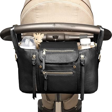 miss fong Universal Stroller Organizer with Insulated Cup Holder Stroller Caddy Baby Storage Bag with Adjustable Strap, 