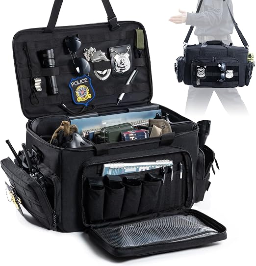 Patrol Bag Law Enforcement - Police Duty Bag - Water Resistant Car Front Seat Organizer with 15.6" Laptop Storage and Mo