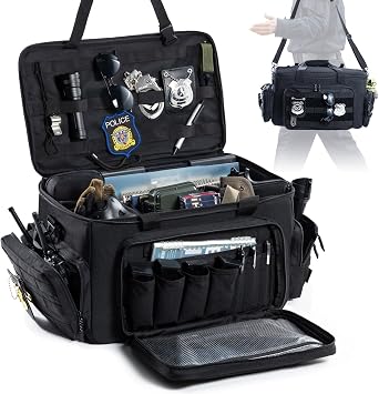 Patrol Bag Law Enforcement - Police Duty Bag - Water Resistant Car Front Seat Organizer with 15.6" Laptop Storage and Mo