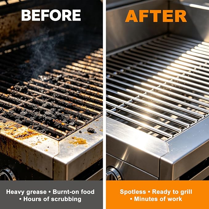 Electric Grill Brush, High Torque BBQ Bristle-Free Cleaner – Rechargeable Cordless with LED Light, Splash Guard & Scraper, Heavy Duty Grill Cleaning Tool for Outdoor Grill, Gift for Men Dad
