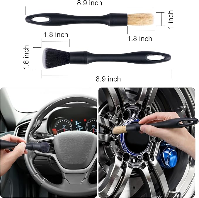 Large Tire Shine Applicator & Bendable Wheel Brush Set for Detailing Cleaning and Tire Shine,Automotive Tire Dressing Applicator Brush with Storage Stand for Tire Detailing & Car Wash Kit,Black-4pcs