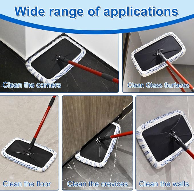 Microfiber Flat Mops for Floor Cleaning Ocedar Hardwood Floor 'N More Mop, Large Surface Dust Flat Mop with 2 Reusable Pads & 1 Extendable Handle, Washable Hardwood Floors Mopping to Dry and Wet Clean