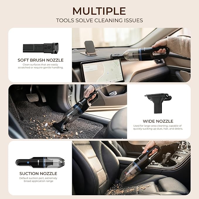 Mini Crumb Vacuum 10000Pa Brushless Motor Rechargeable Cordless Handheld Vacuum, Lightweight Portable Cleaner for Home Car Office Keyboard Sofa Furniture Pet Hair Dust Debris Crevices Tight Spaces