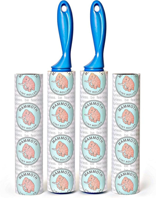 Mammoth Lint Roller-Extra Large Lint Roller, 2 Rollers and 2 Refills, 90 Sheets per Roll, Perfect for Pets (360 Extra Long Sheets Total)