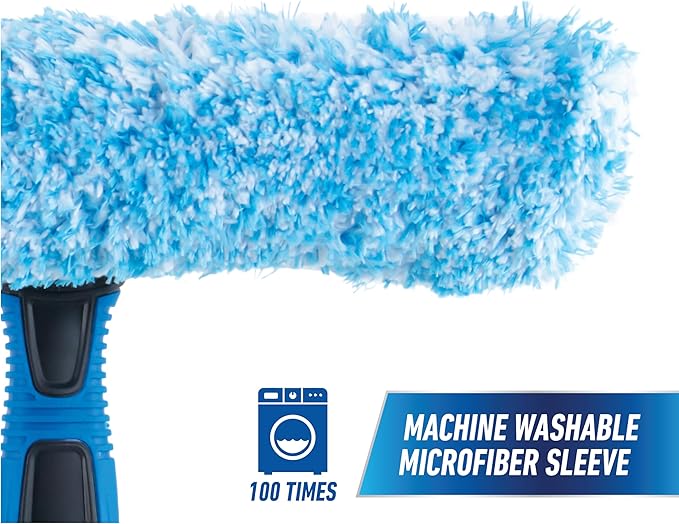 Unger Professional Connect and Clean 2-in-1 Squeegee and Scrubber, 10” Window Cleaning Tool, Commercial and Residential Use, Washer Cleaner Supplies to Remove Excess Water and Dry
