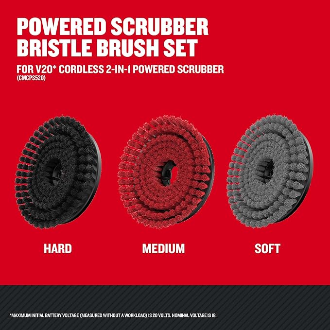 CRAFTSMAN Power Scrubber Bristle Brush Set for V20 Cordless 2-in-1 Power Scrubber (CMCPSMHB)