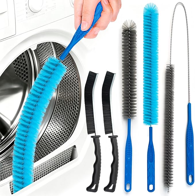 Dryer Vent Cleaner Kit - Long Dryer Vent Cleaning Brush, Dryer Lint Cleaner Remover Refrigerator Long Coil Cleaning Kit - Appliance Brush - AC Cleaning Brush Set for Household Tools