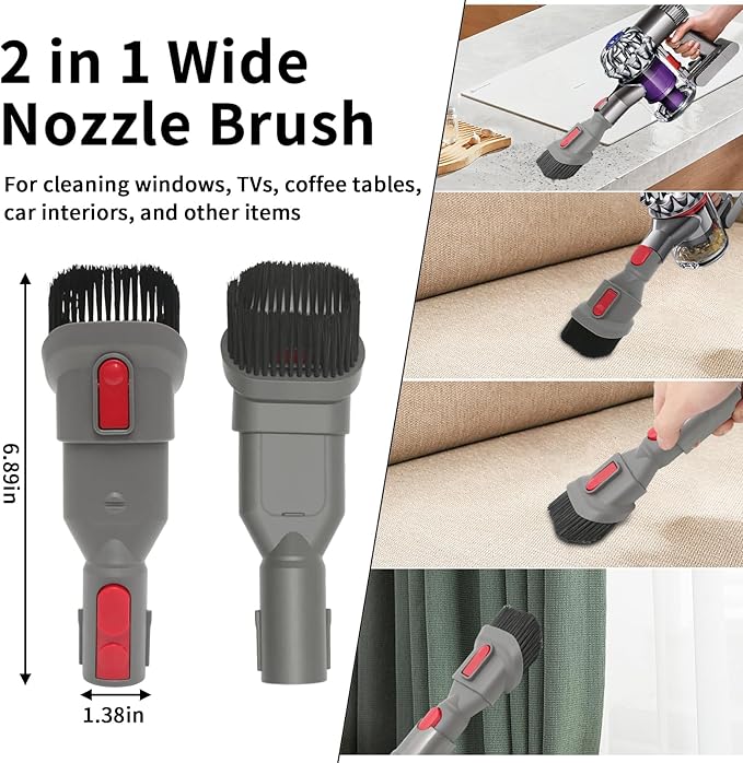 6 Replacement Attachment Kit for Dyson V15/V15s/V9/V8/V11/V12/V10/V7/Gen5 Cordless Vacuums Cleaner | Quick Release Spare Part for Home and Car Cleaning | Accessory Tool Set with Extension Hose