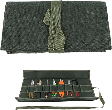 Tool Roll Up Pouch, Tool Rolls Bags Heavy Duty Canvas Roll-up Bonsai Tool Storage Bag with 10 Pockets for Garden Pockets