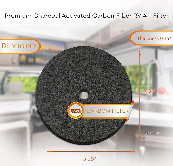 RV Premium Charcoal Activated Carbon Fiber Air Conditioner Filter - RV 5.25" Round Air Duct AC Carbon Filter Replacement for RV AC Vent (12 Pack With Central Hole)
