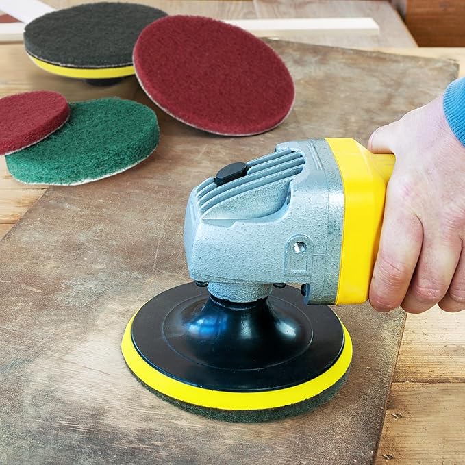 Power Scrub Pads Drill Attachment, GOH DODD 15 Pieces 5 Inch Headlight Restoration Kit Cleaning Kit Scouring Pads with Baker and Universal Shaft for Kitchen, Bathroom, Grout, Carpet, Tub, Grill, Tile