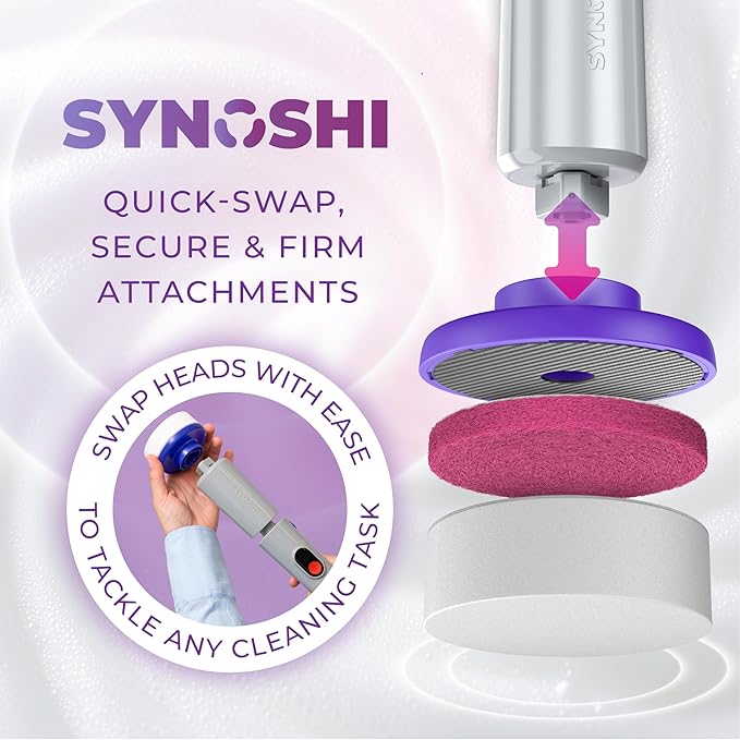 Synoshi PRO Electric Spin Scrubber Melamine Sponge for Bathroom & Shower Cleaning, Kitchen Brush Head for Power Cleaning - Set of 3 Sponges