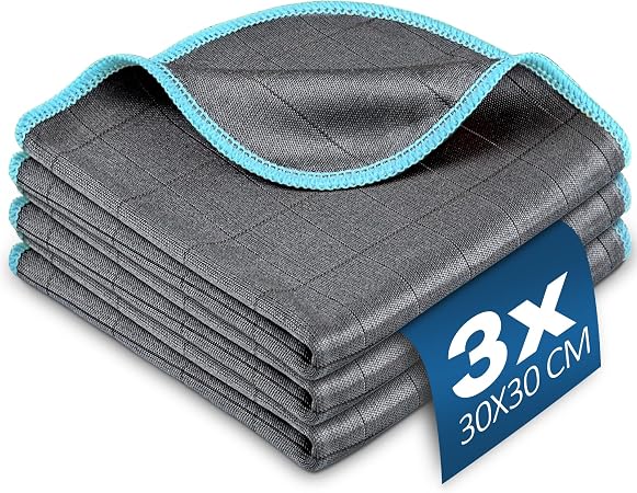 Airlab Glass Polishing Streak Free Miracle Cleaning Cloth, Grey-Light Blue