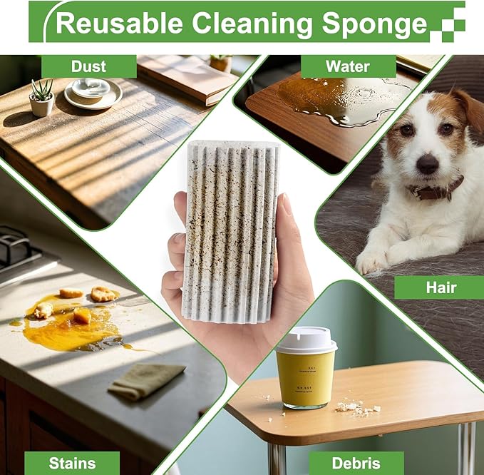 Jeymei 8-Pack Damp Clean Duster Sponge, Sponge Cleaning Brush, Duster for Cleaning Blinds, Glass, Baseboards, Vents, Railings, Mirrors, Window Track Grooves and Faucets