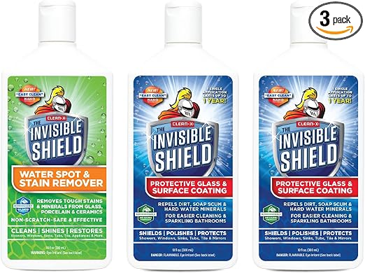 Invisible Shield- Glass Coating & Restorer Pack (10 oz) Cleaner & Glass Treatment for Showers & more