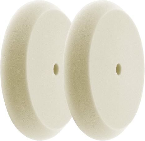 8 inch Classic Foam Buffing Pads, Fits 7 inch Backer, Hook and Loop Backing, Choose from 5 Colors (2 Pack) (White)