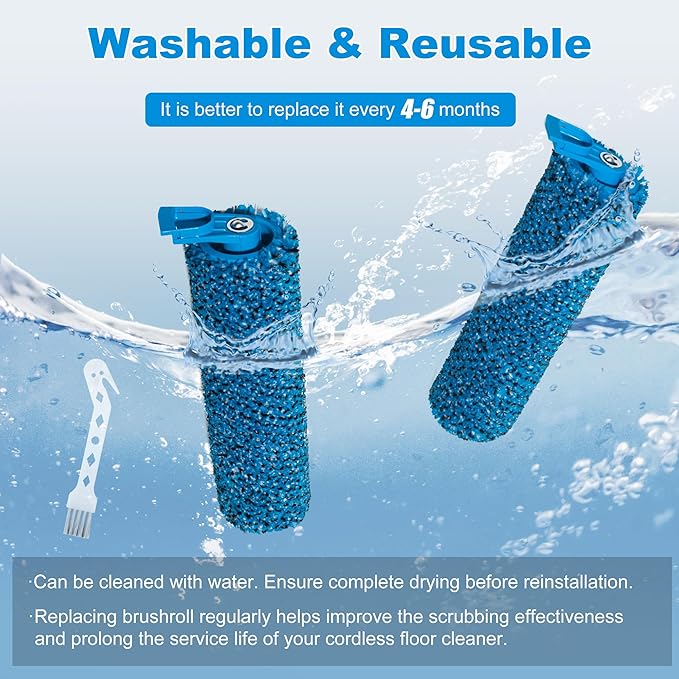 WW200 WW201 WW205 Brush Roller Replacement Parts Compatible with Shark Hydroduo Cordless Wet Dry Hard Floor Cleaner with Dirt-Reveal Technology, 2 HydroDuo Brushrolls, 1 Cleaning Brush, XSKBRSHRL200