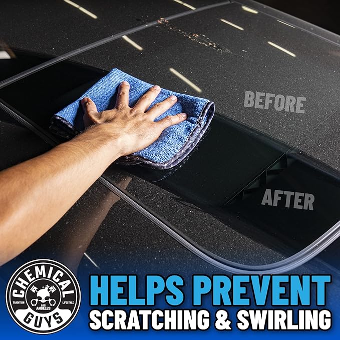 Chemical Guys Professional Grade Premium Microfiber Towels for Cars, Blue, 16" x 16", Ultra-Soft and Scratch-Free Car Detailing Cloths for Trucks, Motorcycles, and More - 3 Pack