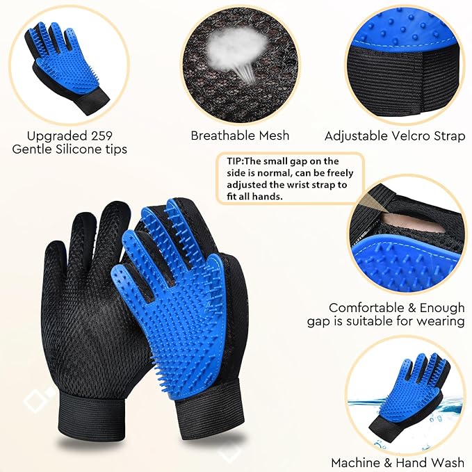 Cat Grooming Glove Brush,Self-Cleaning Slicker Pet Brush for Short and Long Haired pats,Dog Bath Brush for Shedding and Grooming,Removes Loose Hair and Tangles,Promote Circulation