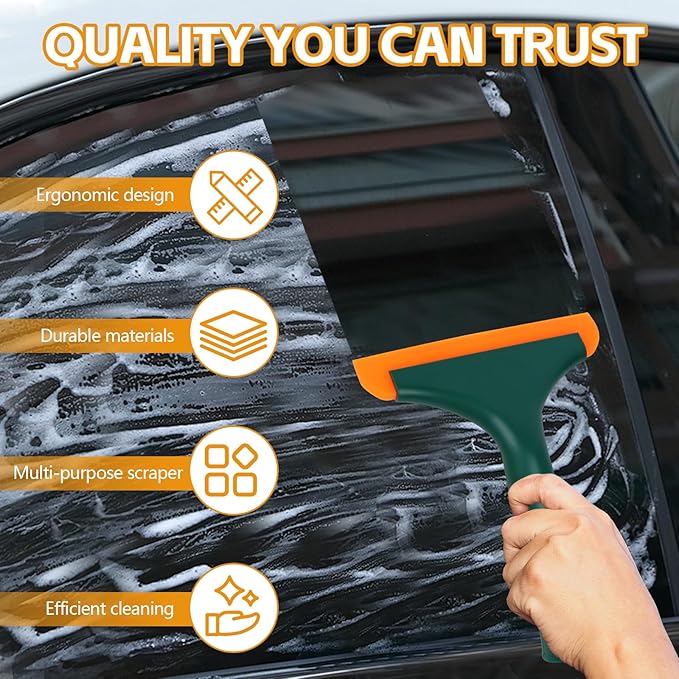 Wuyaoyao 2PCS Silicone Squeegee, Small Squeegee for Car, Automotive Mini Window Squeegees, Shower Squeegees, Water Wiper Cleaning Tool for Car Windshield, Window, Mirror, Glass Door (Dark Green)