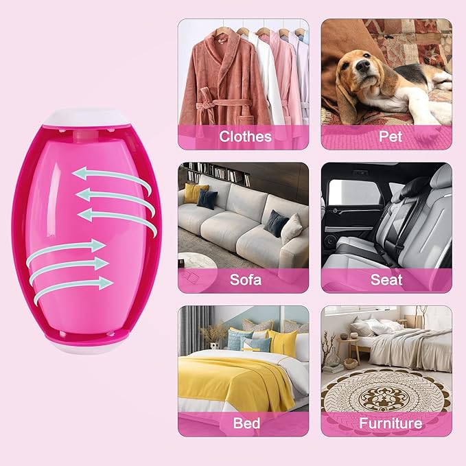 Washable Reusable Gel Lint Roller for Pet Hair，Portable Mini Dog Cat Pet Hair Remover for Clothes，Laundries ，Dust Fuzz Fur -Sticky Cleaner- Small Travel Animal Fur Removal Tool (deep Pink