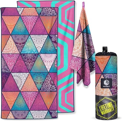 VENTURE 4TH Microfiber Beach Towel: Quick-Dry, Compact, Sand-Free, Absorbent, Sandproof and Lightweight - Perfect for Ca