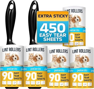 Lint Rollers for Pet Hair, White, Sticky Remover for Couch, Clothes, Furniture and Carpet, Dog and Cat Fur Remover, Anim