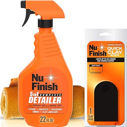 Nu Finish Quick Clay Car Kit with Clay Block, Detailer and Cloth (3 Items)