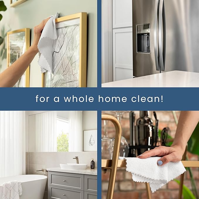 S&T INC. 50 Pack Microfiber Cleaning Cloth with Box, Bulk Towels for Home, Reusable Microfiber Towels for Cars, Cleaning Rags, White, 190gsm, 11.8 Inches x 11.8 Inches, 50 Count