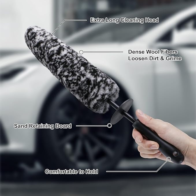 Large Tire Shine Applicator & Bendable Wheel Brush Set for Detailing Cleaning and Tire Shine,Automotive Tire Dressing Applicator Brush with Storage Stand for Tire Detailing & Car Wash Kit,Black-4pcs