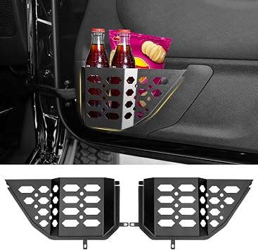 Metal Front Door Storage Box Pockets for 2007-2018 Jeep Wrangler JK JKU Sturdy Door Side Insert Molle Panels Organizer f