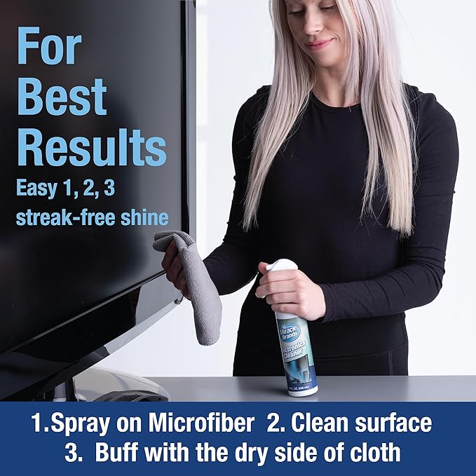 MiracleSpray for Electronics Cleaning, Safe Multisurface Cleaner for Any TV, Phone, Monitor, Keyboard, Screen, Computer, Includes Microfiber Towel - 8 Ounce Kit