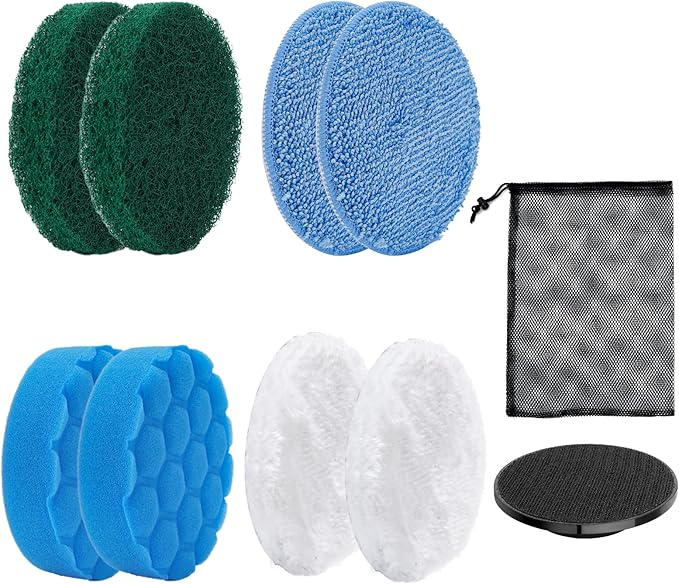 Electric Spin Scrubber Replacement Brush Heads Set, 8 Pieces, Multiple Brushes for Bathroom,Kitchen,Glass, Leather, Car Cleaning