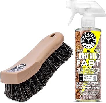 Chemical Guys Leather and Upholstery Cleaning Bundle with Brush and Stain Extractor