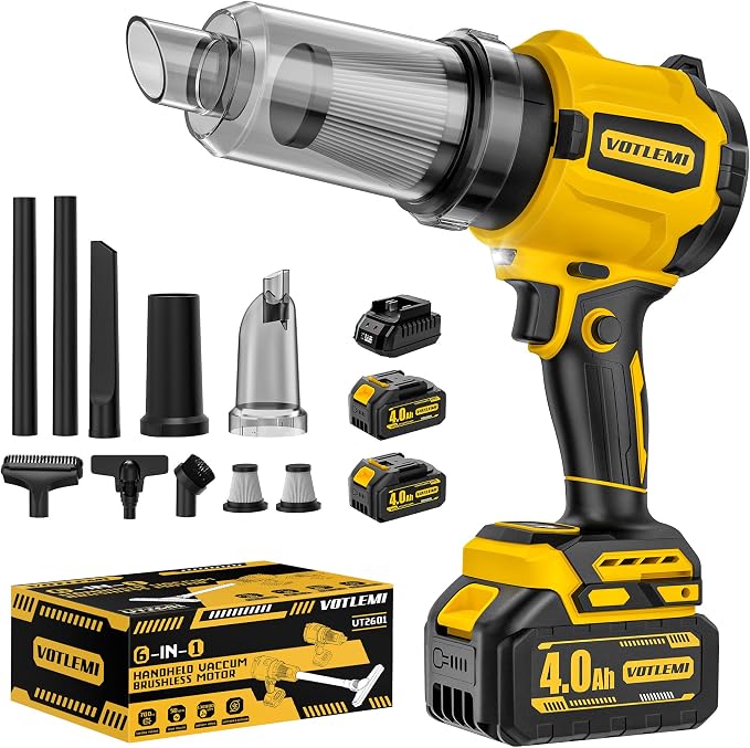 6-in-1 Cordless Car Vacuum, 21V 8000mAh Car Vacuum Cleaner High Power, 50KPA Suction & Blower, 700W Brushless Car Vacuum