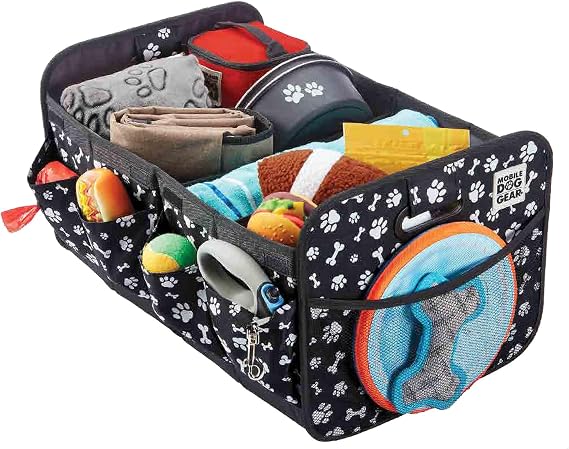 Mobile Dog Gear, Dogssentials Collapsible Storage Organizer for Travel with Built-in Waste Bag Dispenser, Includes 1 Rol