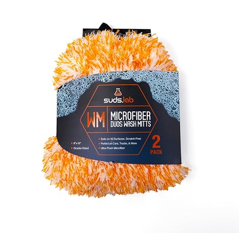 Suds Lab Microfiber Car Wash Mitts, Scratch Free, Double-Sided, 2-Pack