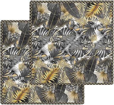 Palm Tree Waffle Kitchen Dish Towels Set of 2,Super Absorbent & Quick Dry Hair Hand Bath Tea Golf Microfiber Towel,Soft 