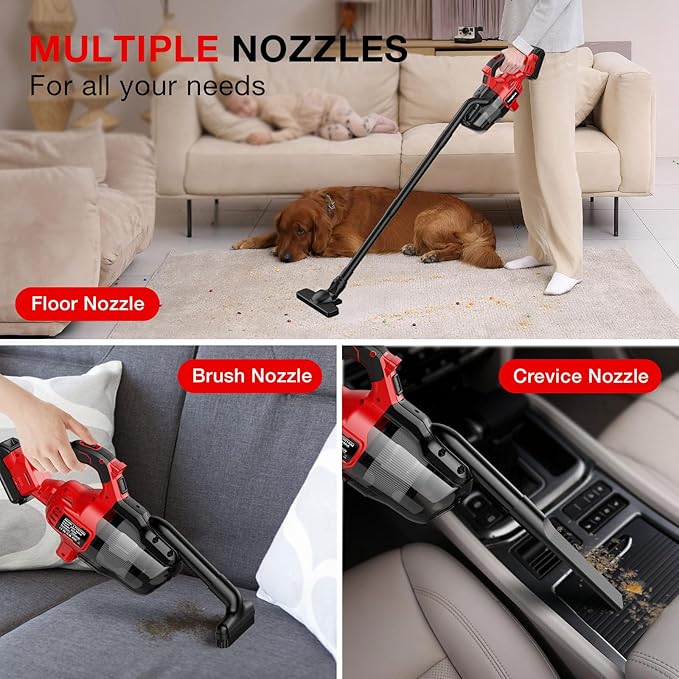 TengXcel Cordless Vacuum Cleaner for Milwaukee 18V Battery, Handheld Vacuum Cleaner for Home Car Hardwood Floor Carpet, Portable Shop Vacuum with Washable HEPA Filter(No Battery)