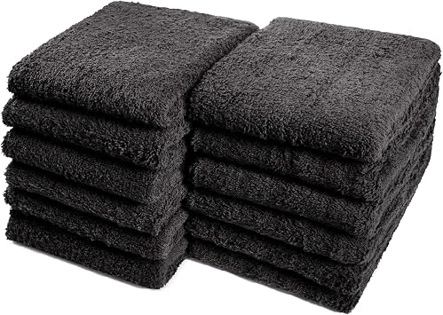 100% Cotton Chamois Cleaning Towels, 120 Pack, Black