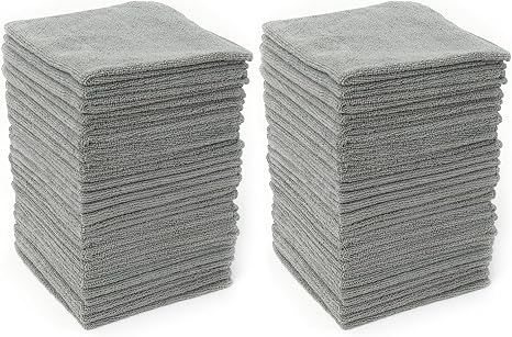 HAWOK Microfiber Cleaning Cloths with Poly Scour Scrub Side, 13 x 13 inches, 50 Pack, Glass Car Window Dish Cloths, Reus