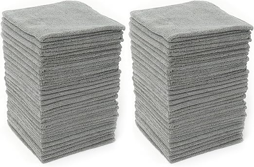 HAWOK Microfiber Cleaning Cloths with Poly Scour Scrub Side, 13 x 13 inches, 50 Pack, Glass Car Window Dish Cloths, Reus