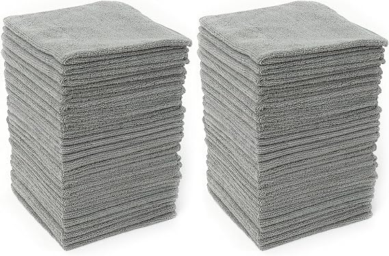 HAWOK Microfiber Cleaning Cloths with Poly Scour Scrub Side, 13 x 13 inches, 50 Pack, Glass Car Window Dish Cloths, Reus